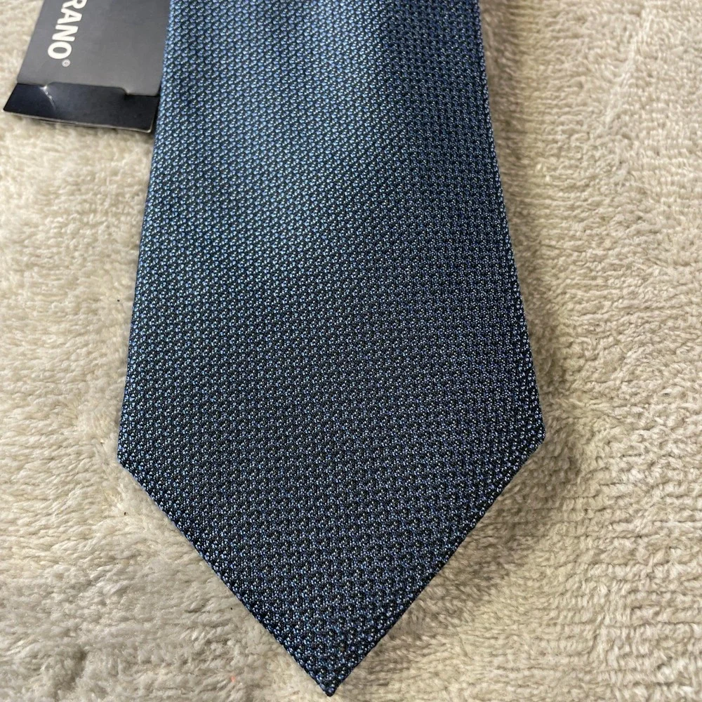 Murano‎ Extra Long Necktie Tie Blue Textured 100% Silk Career Office Luxury